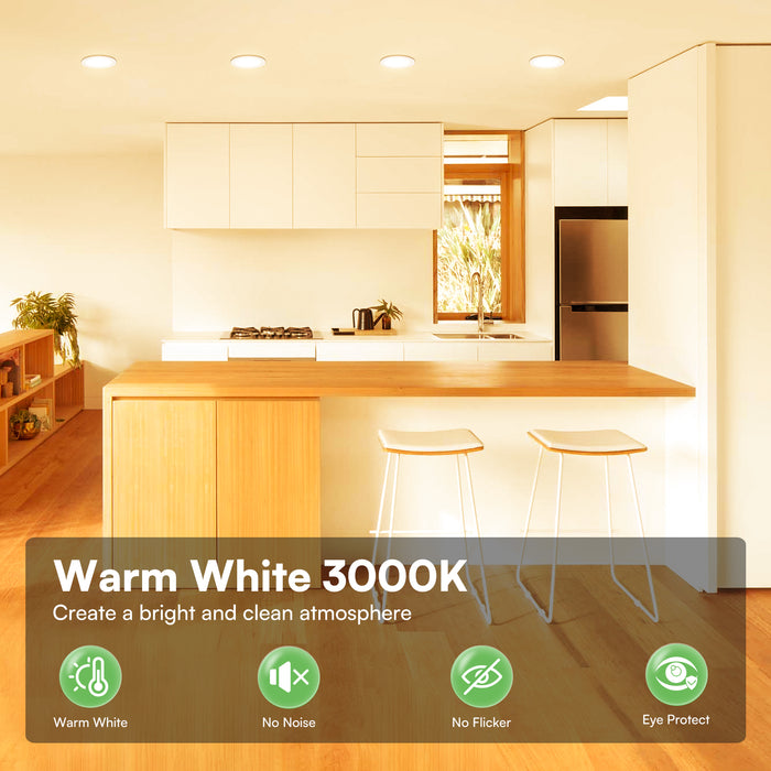 5W White Ultra Slim Recessed LED Flat Panel Ceiling Spot Lights Downlights, 55° Beam Angle, 3000K / 6000K, 6PACK