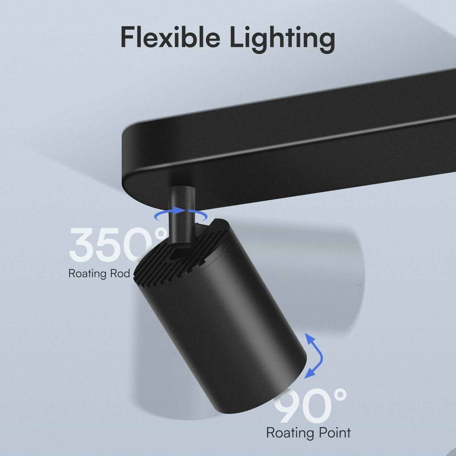 5W LED Spot Light 2-3 Heads Rotable GU10 2700K Swivelling Ceiling Track Fixture, Black - ALUSSO LIGHTING