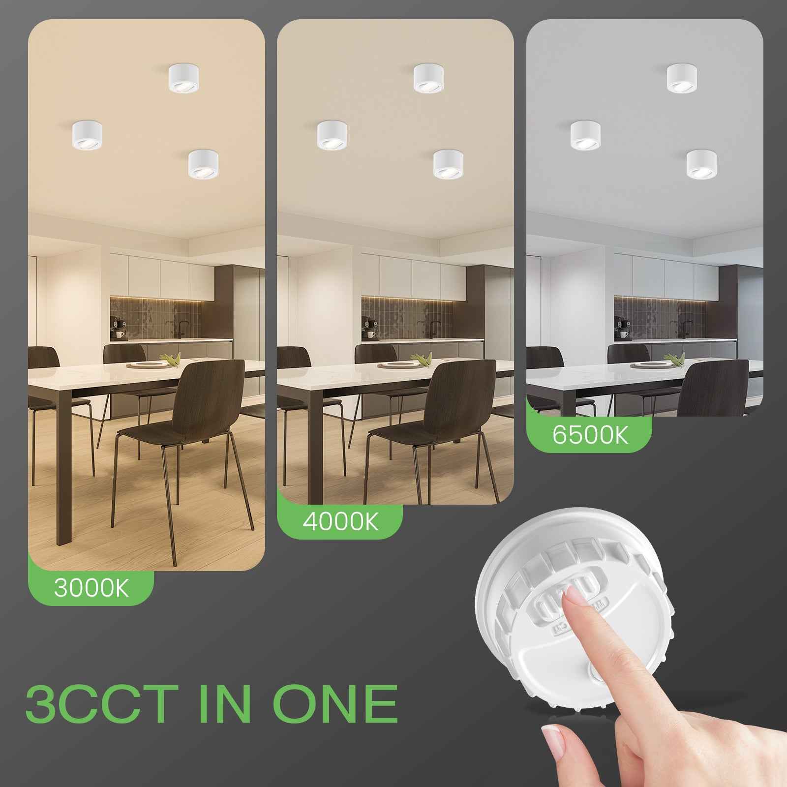 6x LED surface-mounted spotlights dimmable 30° swiveling 3CCT ceiling light 6W module IP20 - ALUSSO LIGHTING