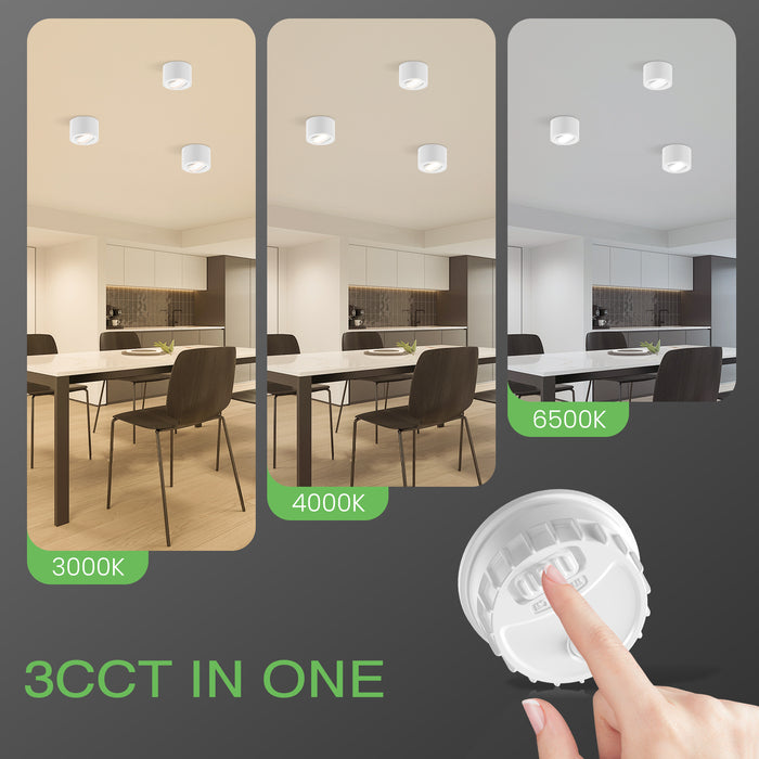 6x LED surface-mounted spotlights dimmable 30° swiveling 3CCT ceiling light 6W module IP20