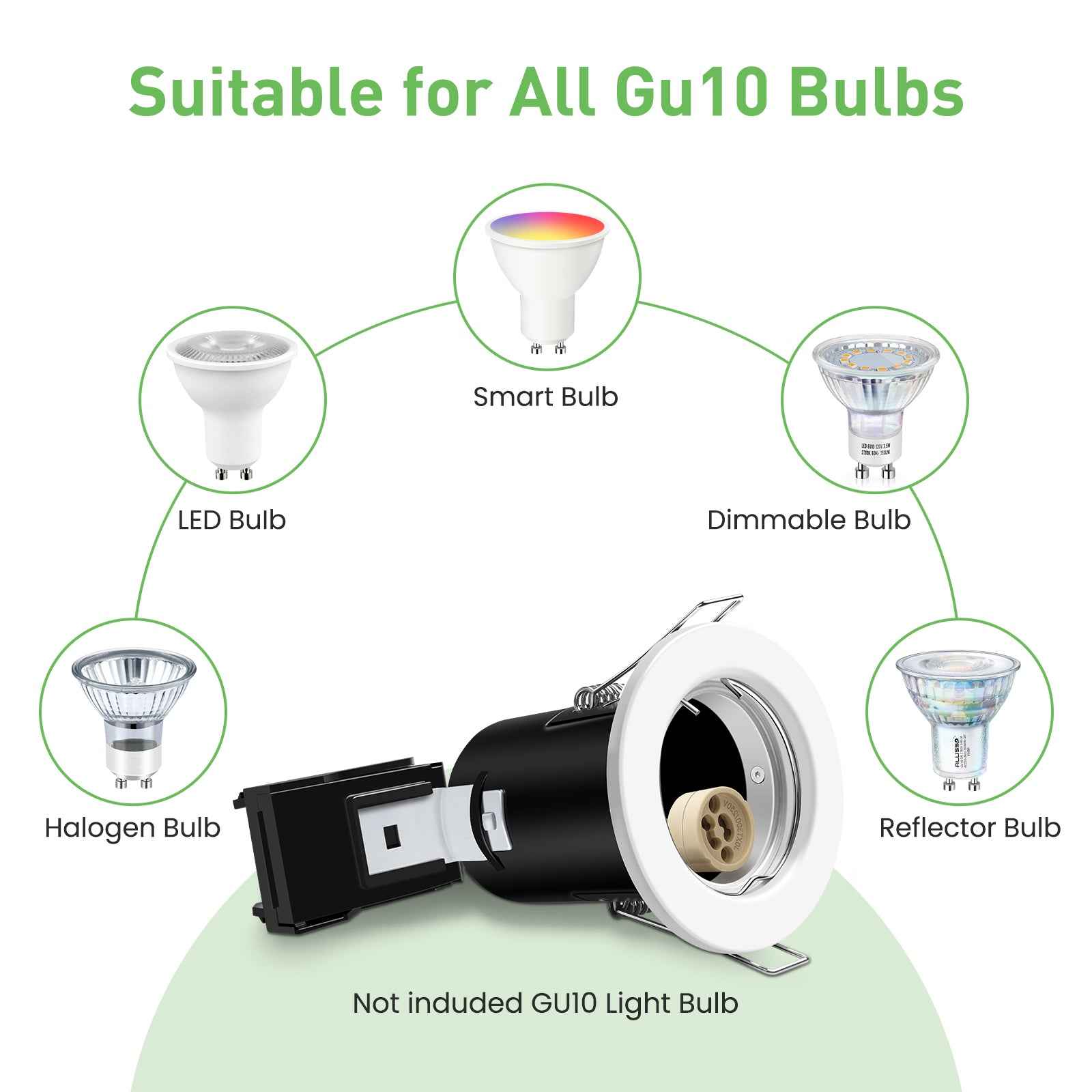 10x 65mm Recessed Fire Rated Ceiling Downlights LED GU10 Spotlights Downlighters - ALUSSO LIGHTING