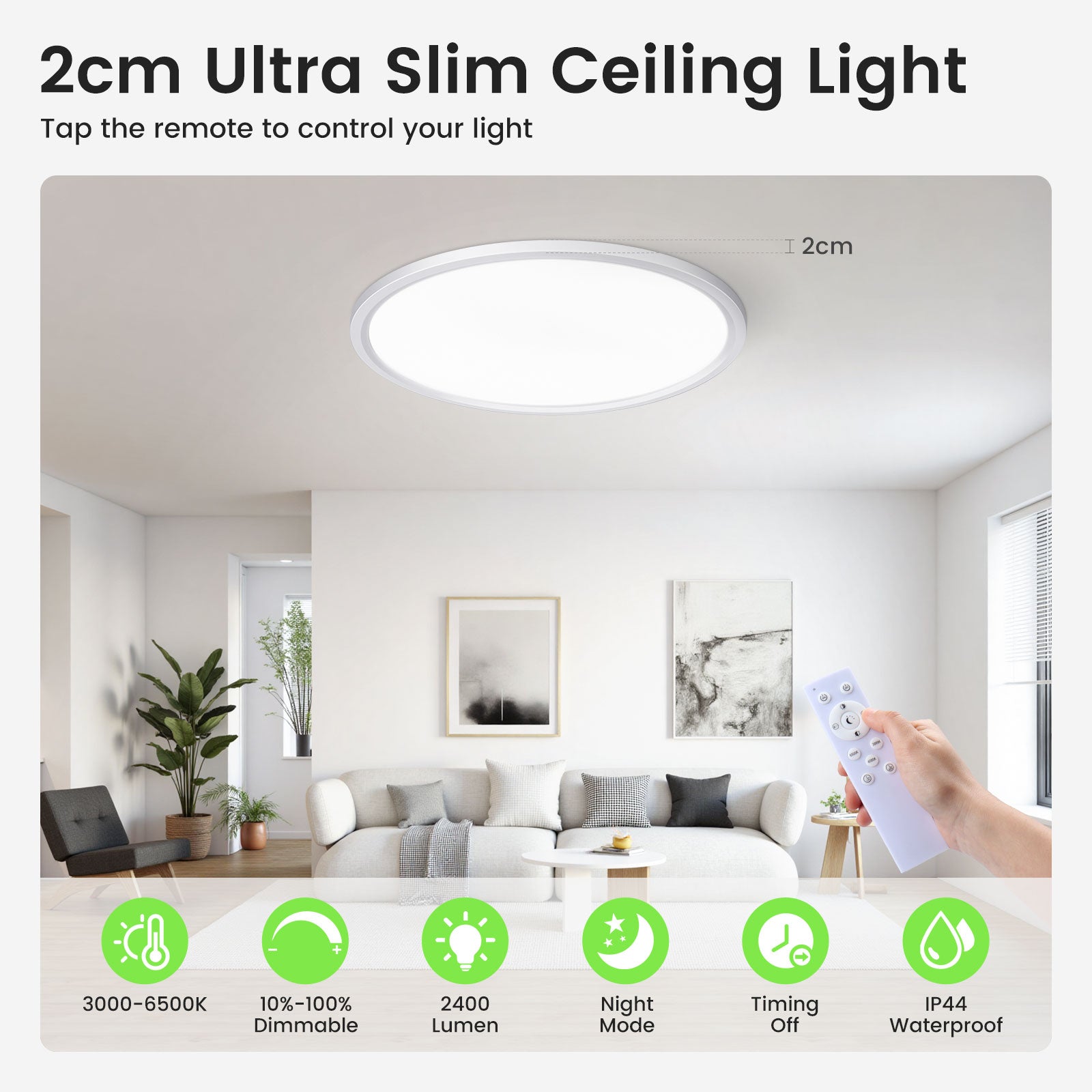 LED Ceiling Light with 360° Radar Motion Sensor, Ceiling Lamp for Stairs and Hallways