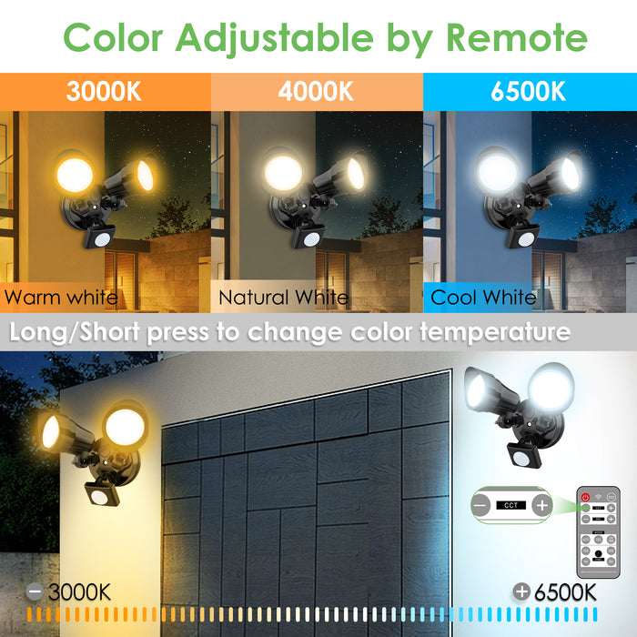 30W LED Security Light Remote Wall Light with PIR Sensor Outdoor Garden Lamp