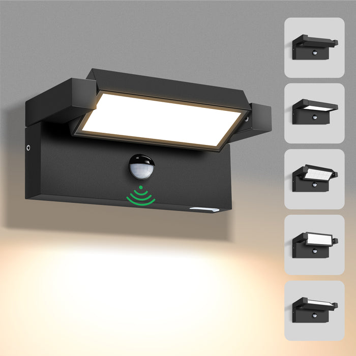 ALUSSO 24W 240° Flip Wall Light PIR Sensor 3CCT Black Outdoor IP65 Safety Light
