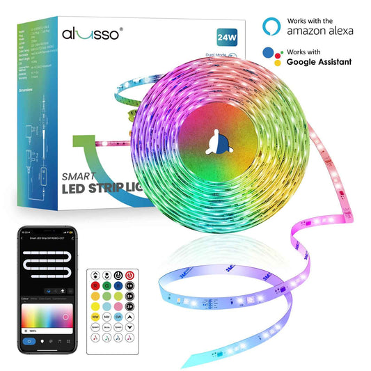 5M Smart LED Strip Light RGBIC+CCT Multicolour Wifi & Bluetooth Control for Alexa - ALUSSO LIGHTING
