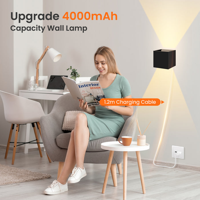 4W Cube LED Wall Lamp CCT Wall Lamp Up Down Indoor Battery Spotlight with Sensor 2PACK