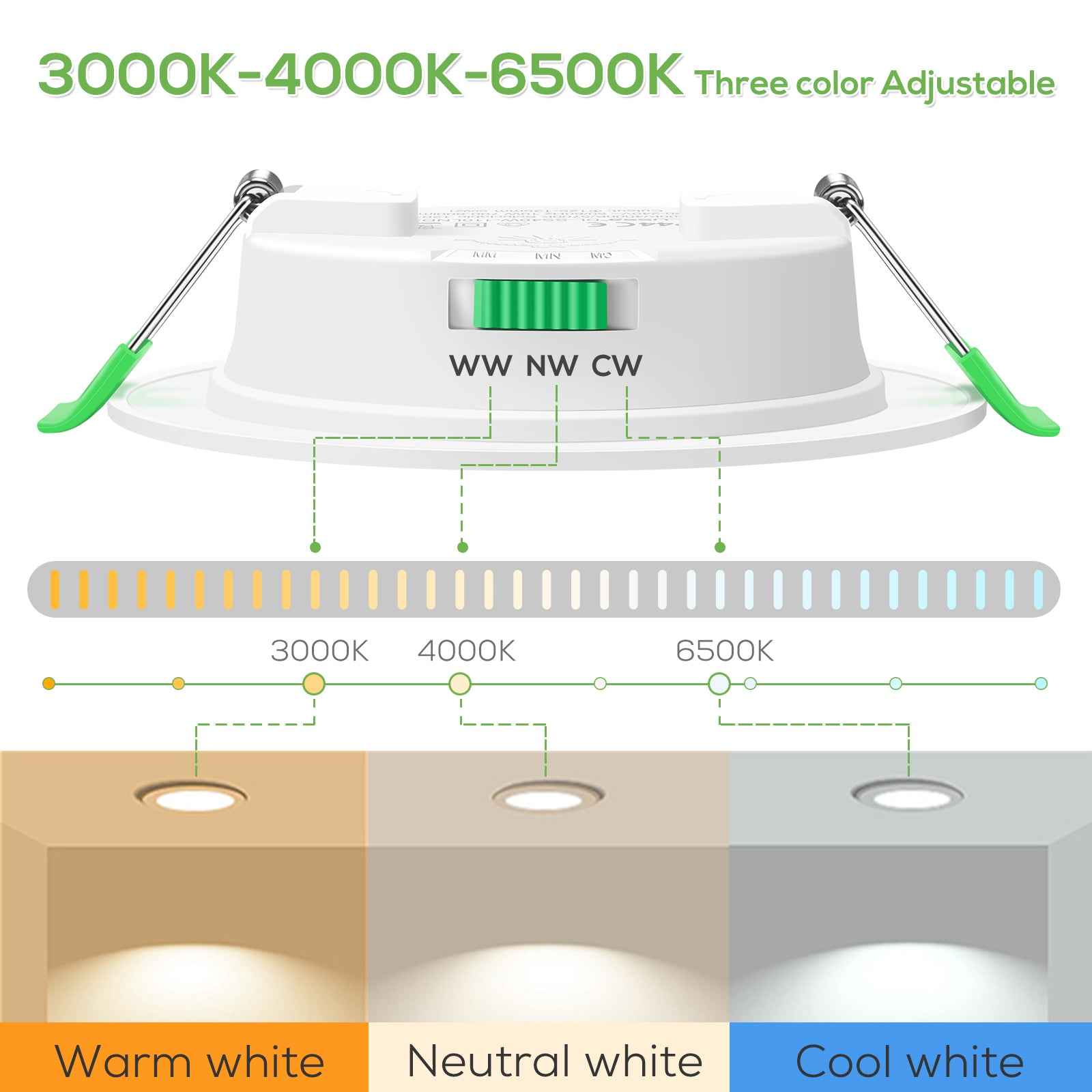 10W Nickel Ultra Slim LED Downlight CCT Dimmable IP44,Cutout 120-135mm 6 Pack - ALUSSO LIGHTING