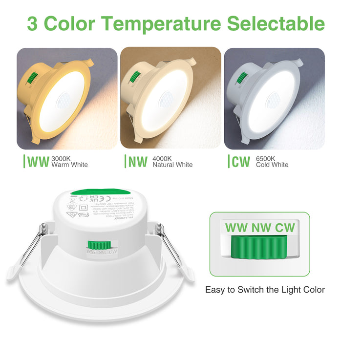 12W LED Motion Sensor Downlight 90-105mm Cutout, 1 Pack