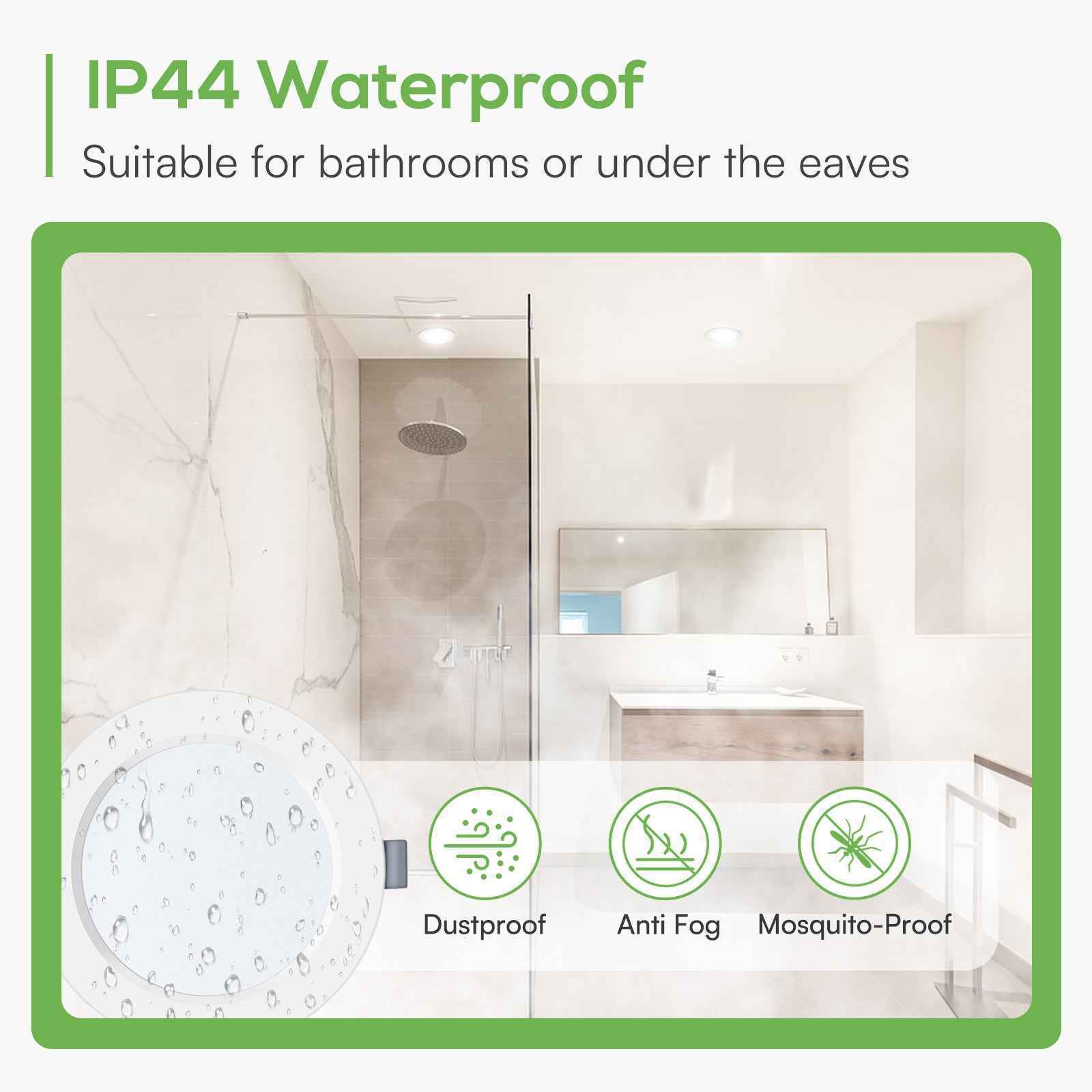 9W Utral Slim LED Recessed Ceiling Lights Ø120-130mm Cutout, Cool White 6400K, IP44, 6PACK - ALUSSO LIGHTING