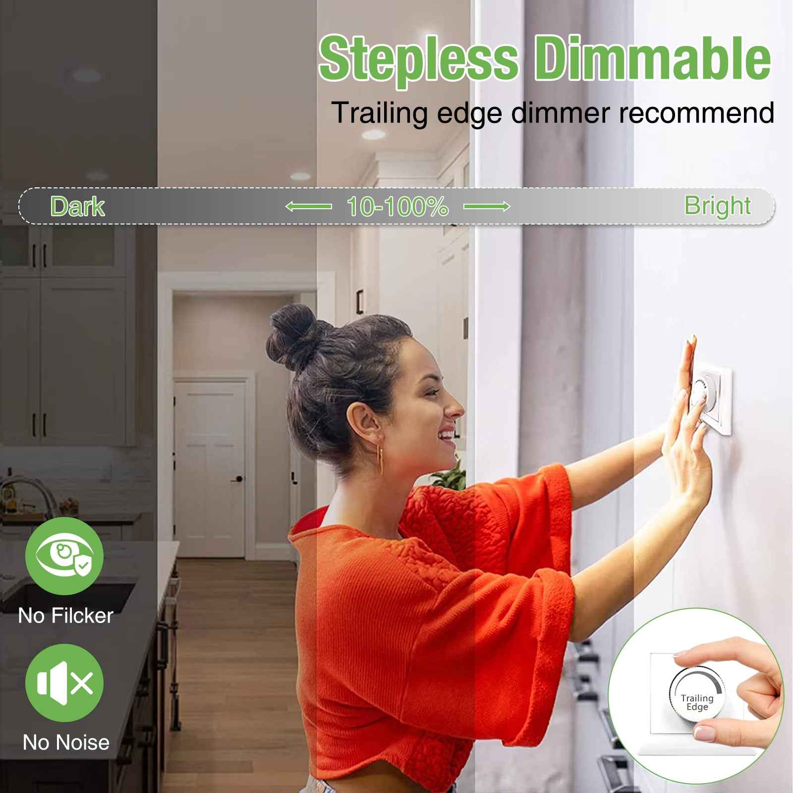 10W Black Recessed Spot Light Tri Color Dimmable IP44 Black,Cutout 120-135mm 6 Pack - ALUSSO LIGHTING