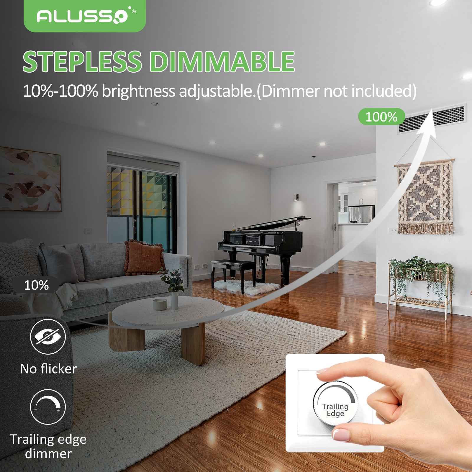 10 Pack 5W 68-78mm Cutout Ultra Slim LED Downlight 3CCT 3000K 4000K 6500K Dimmable IP44 White/Nickel Frame - ALUSSO LIGHTING