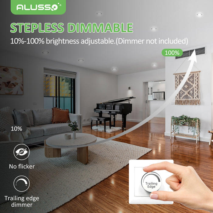 4W Black Recessed Spot Light Tri Color Dimmable IP44 Black,Cutout 55-68mm 6 Pack