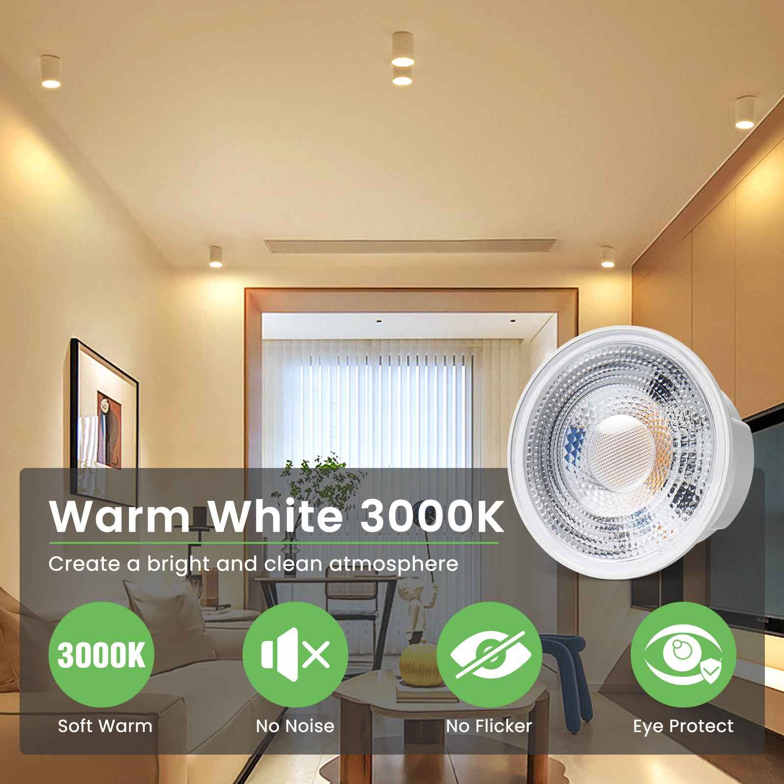 LED Module GU10 Bulb 3000K - Recessed Spotlight Lamp Set 6PACK