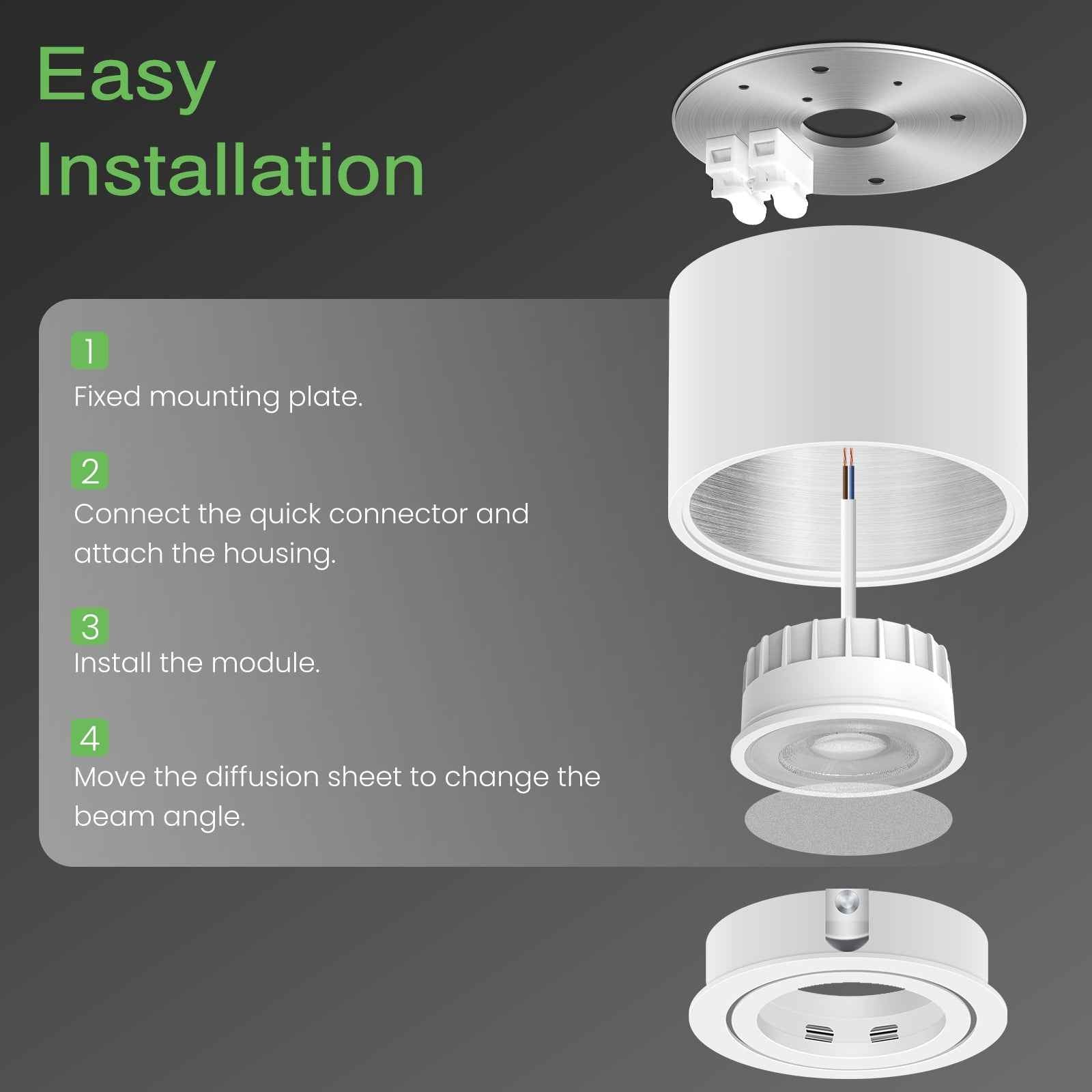 6x LED surface-mounted spotlights dimmable 30° swiveling 3CCT ceiling light 6W module IP20 - ALUSSO LIGHTING
