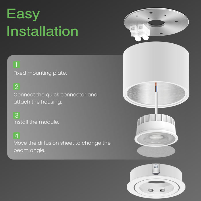 6x LED surface-mounted spotlights dimmable 30° swiveling 3CCT ceiling light 6W module IP20