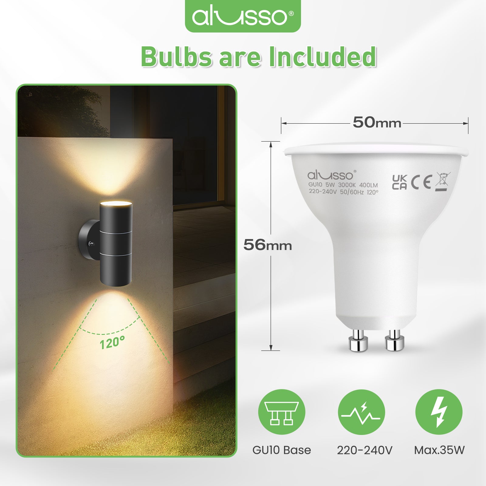 8W 750LM Outdoor Stainless Steel Up Down Wall Light IP65, 3000K/4000K/6000K, Black