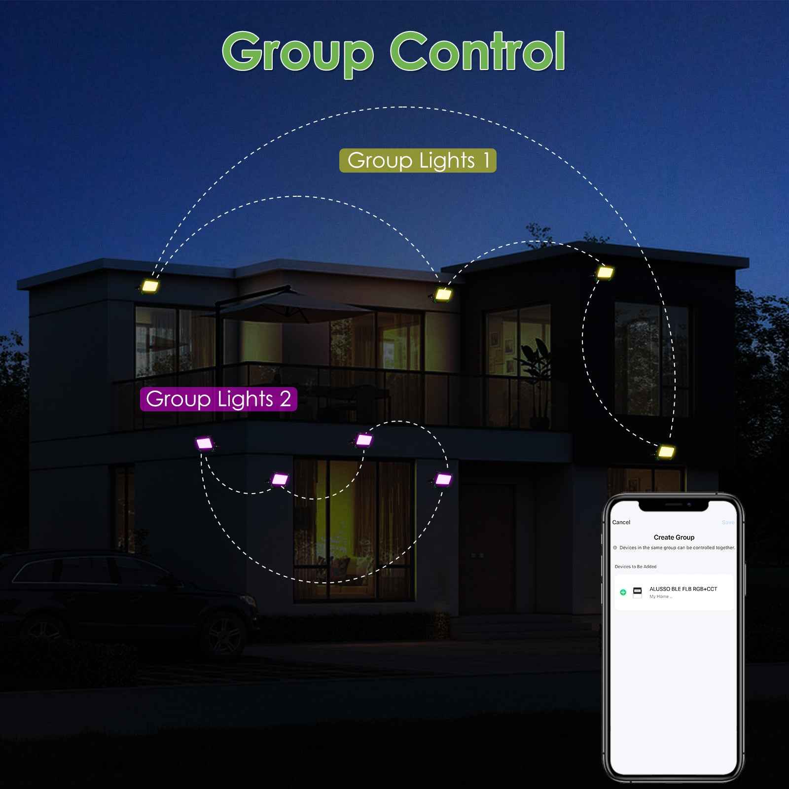 LED Floodlight Outdoor 15W Smart RGB Colour Changing Dimmable Atmosphere Light - ALUSSO LIGHTING