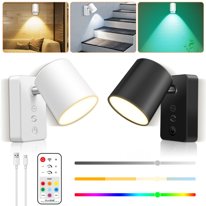 Dimmable LED wall lamp RGBCW wall light Touch reading lamp Night light USB rechargeable