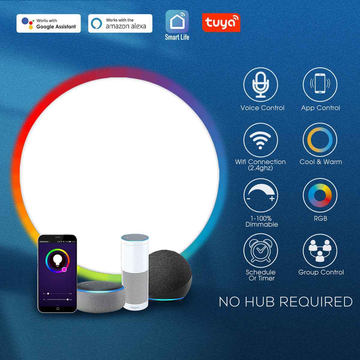 15W/20W/25W WIFI Smart RGBW LED Ceiling Light, IP54, 220-330mm, 1PACK - ALUSSO LIGHTING