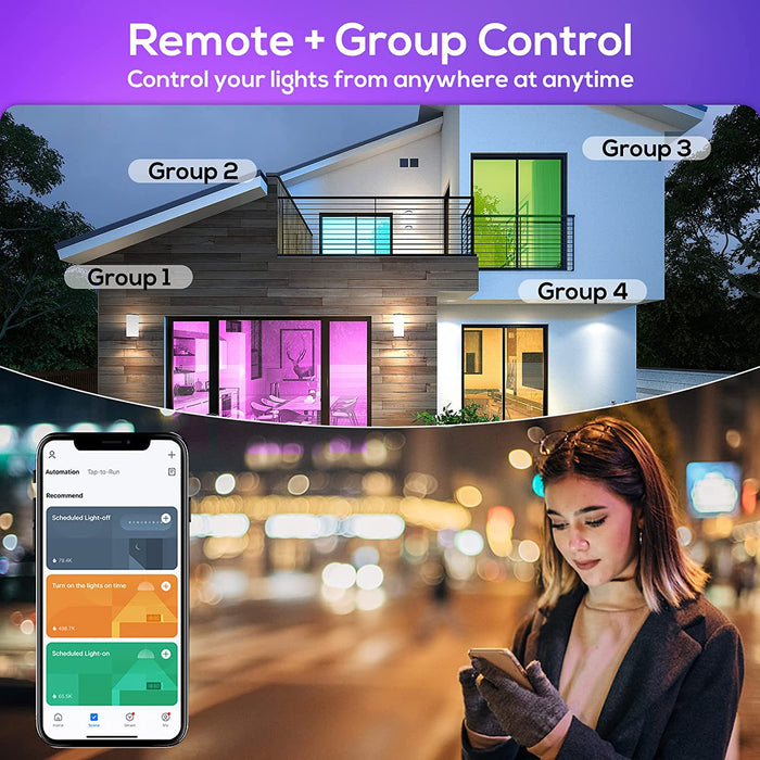 WiFi 5.5W Smart GU10 LED Bulbs, 38° Beam Angle, RGB CCT Dimmable, 4 Pack, Alexa Google Home App Control