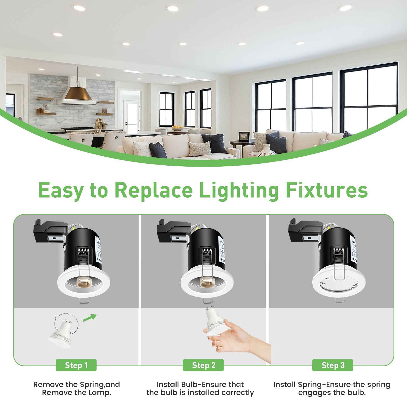 10x 65mm Recessed Fire Rated Ceiling Downlights LED GU10 Spotlights Downlighters - ALUSSO LIGHTING