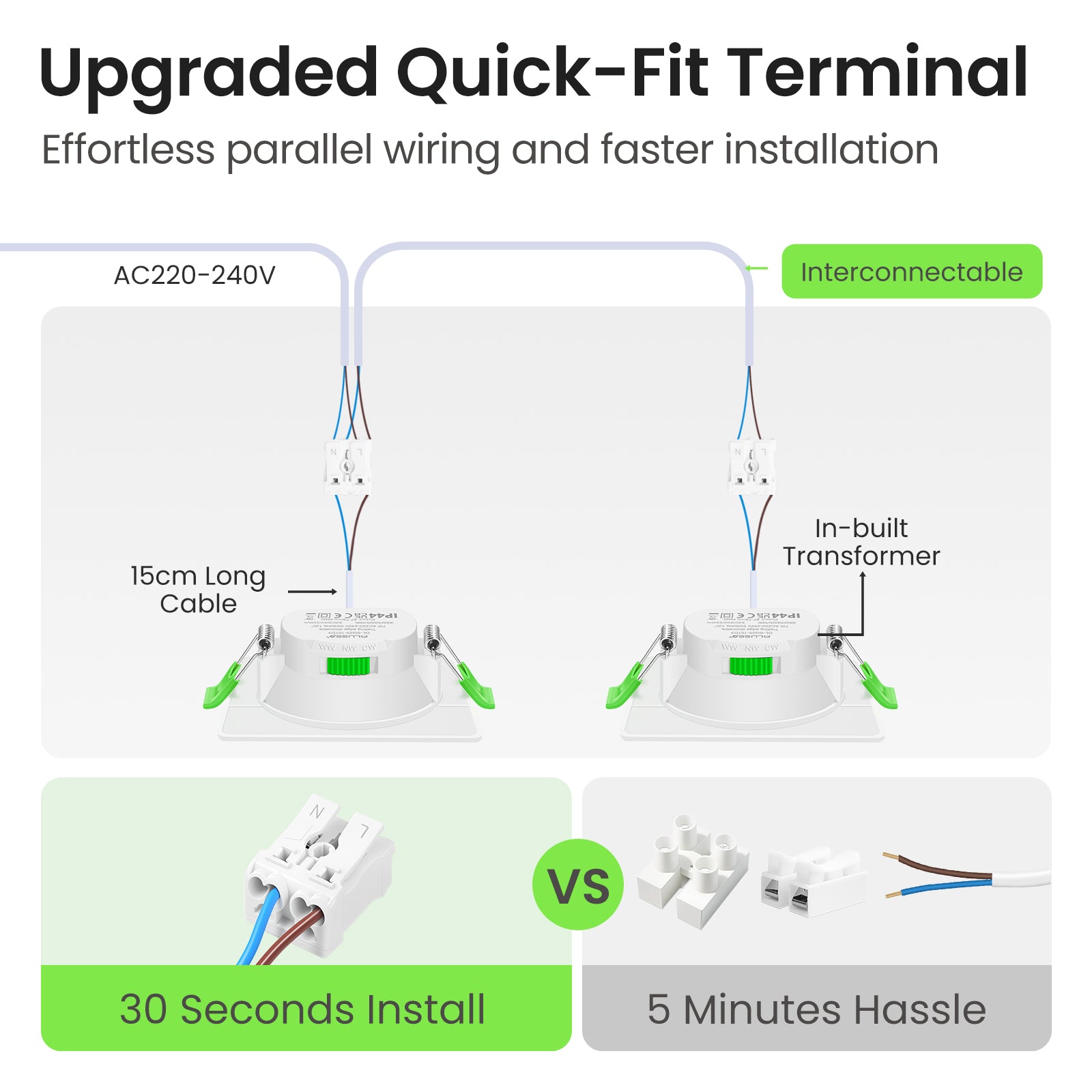 Square LED Recessed Ceiling Lights 7W 67-75mm, 6 Pack