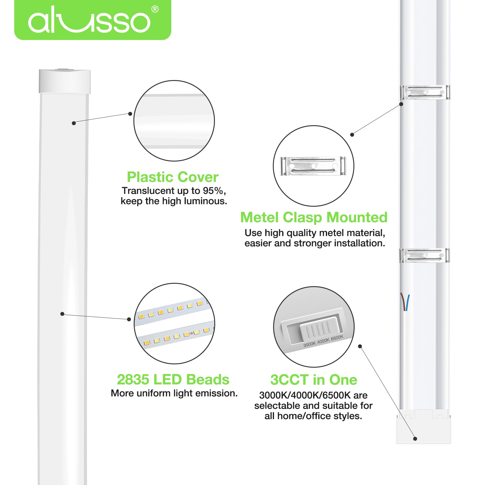 40W LED-Lichtleiste Wannenleuchte 3CCT Büro Garage Laden Tageslicht 230V 117,5CM