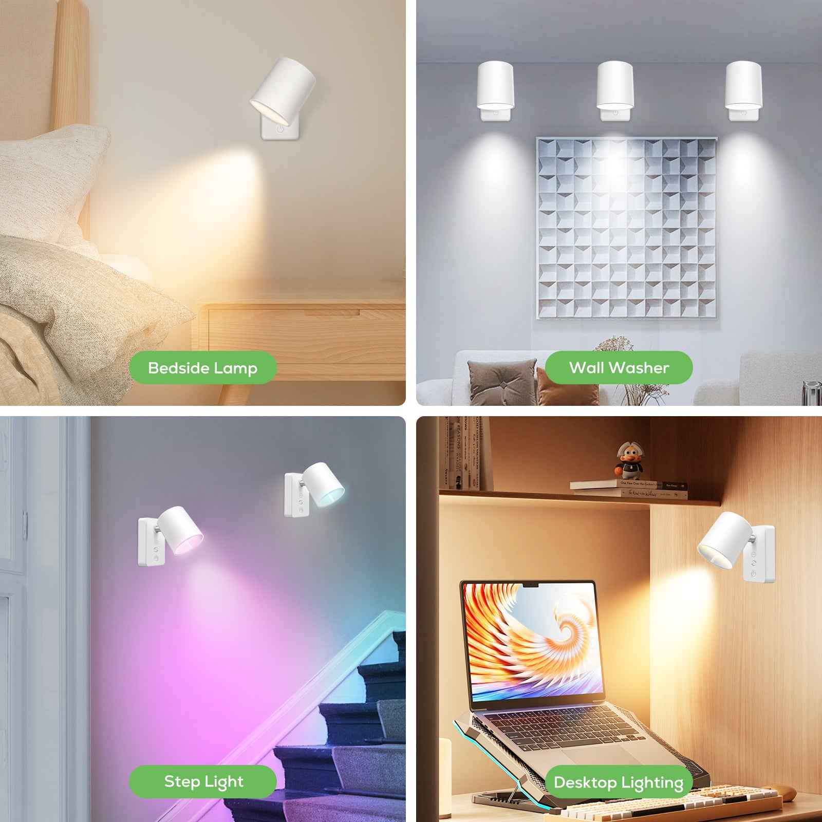 Dimmable LED wall lamp RGBCW wall light Touch reading lamp Night light USB rechargeable - ALUSSO LIGHTING