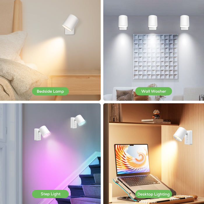 Dimmable LED wall lamp RGBCW wall light Touch reading lamp Night light USB rechargeable