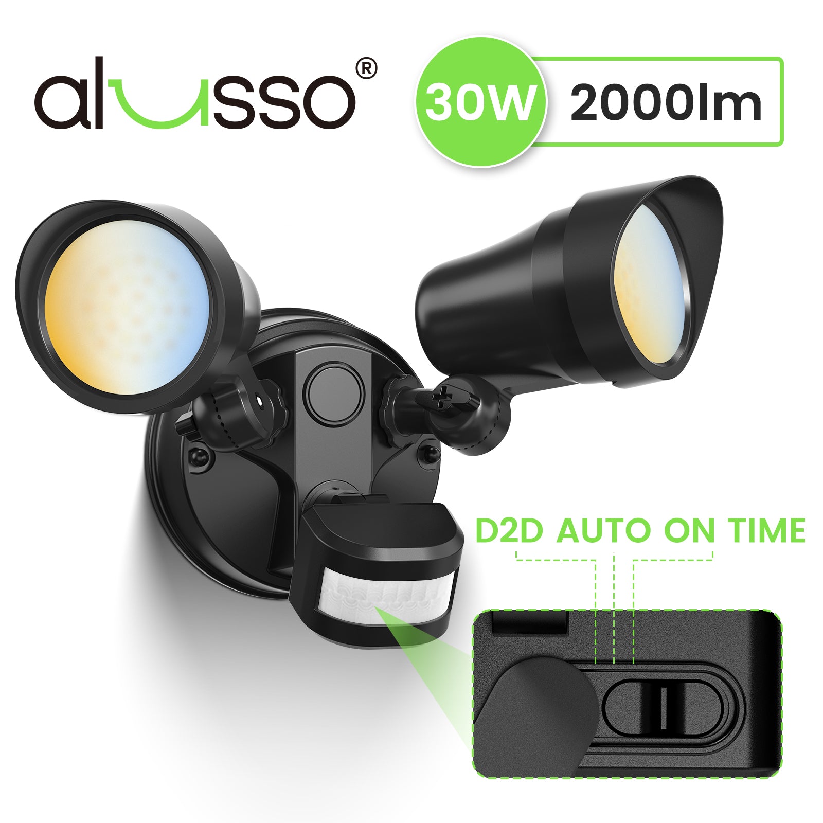 25W LED Flutlicht mit PIR-Bewegungssensor, Außen-Sicherheitswandleuchte, 2000lm, IP54, 1er-Pack
