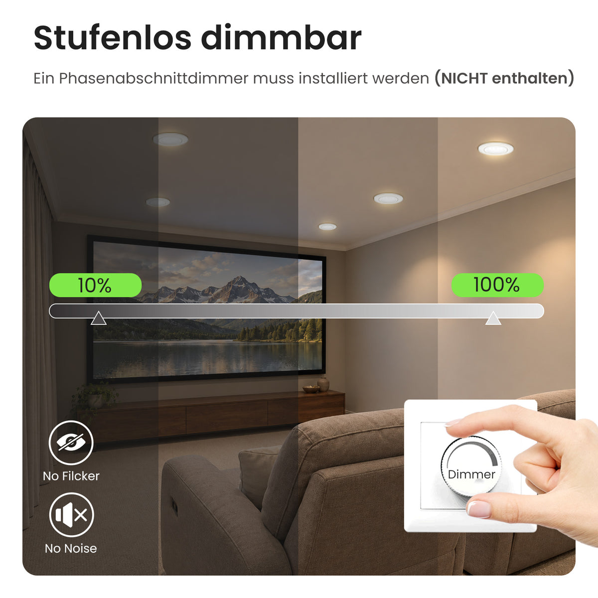 ALUSSO 3CCT LED Einbaustrahler 230V Dimmbar 4W/6W/8W IP44, Loch 68-75MM, 6er Set
