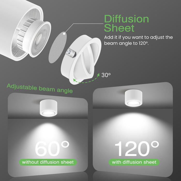 6x LED surface-mounted spotlights dimmable 30° swiveling 3CCT ceiling light 6W module IP20
