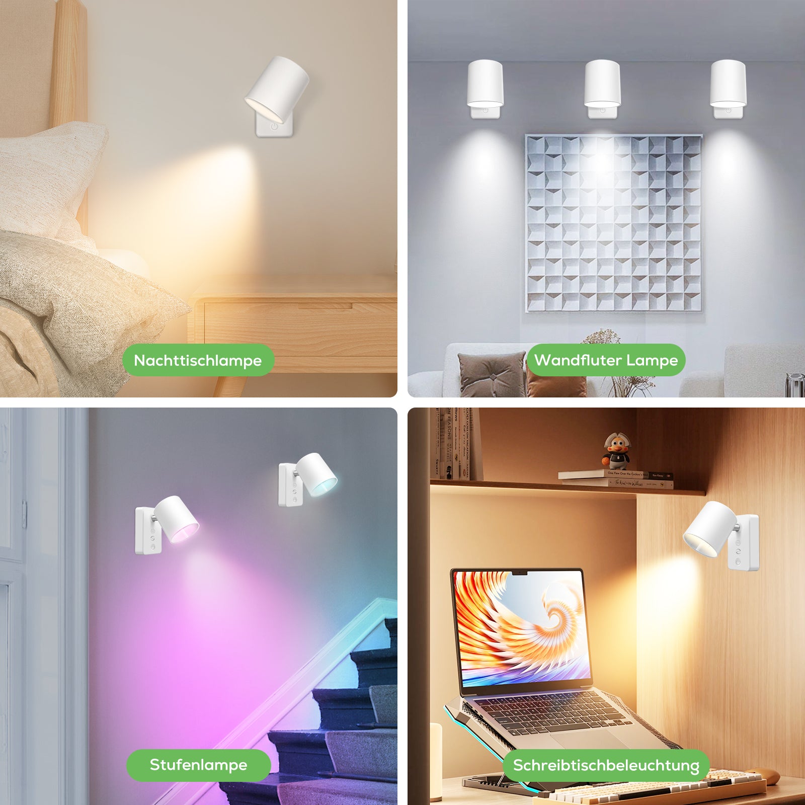 Dimmable LED wall lamp RGBCW wall light Touch reading lamp Night light USB rechargeable