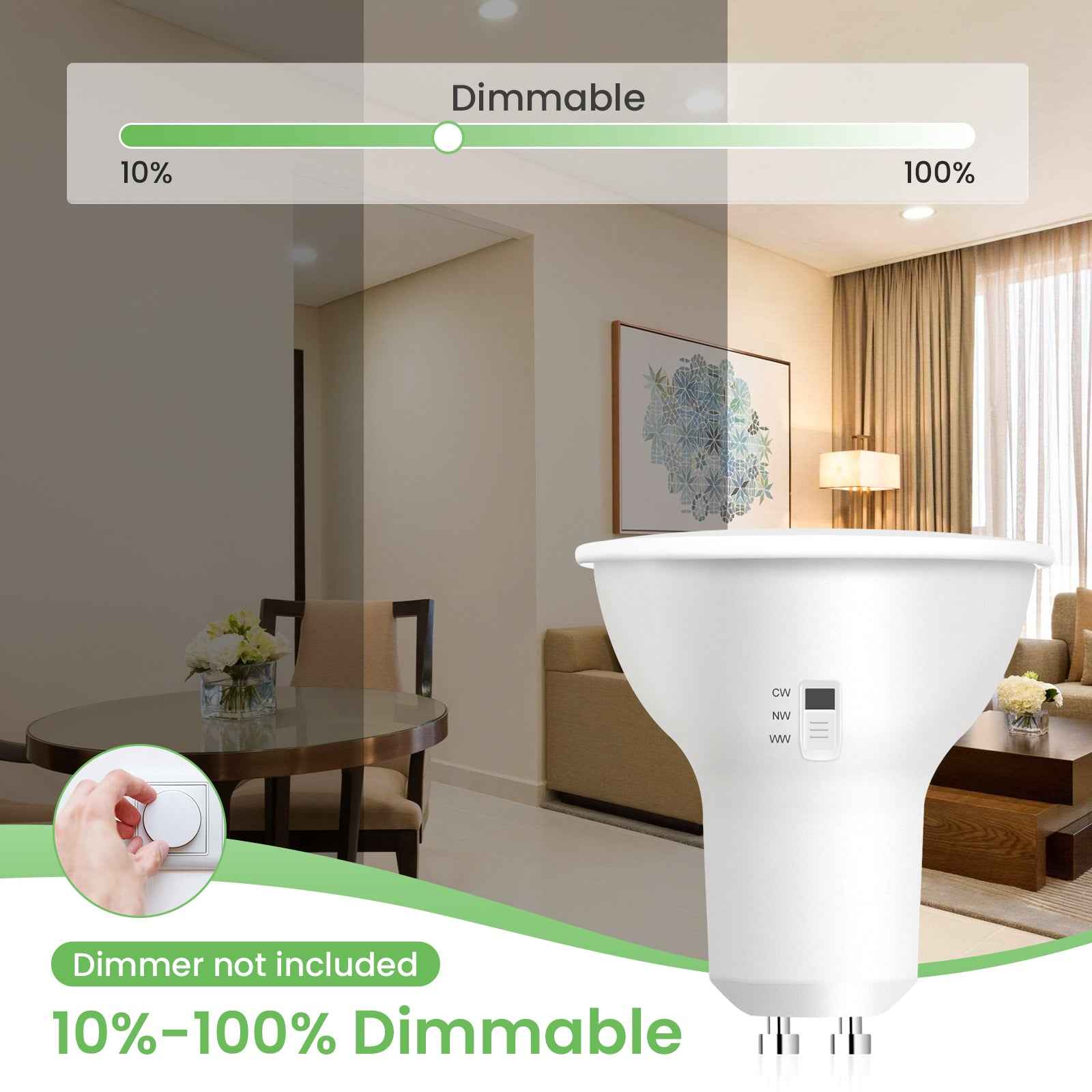 10X LED GU10 Light Bulbs 7W Warm/Natural/Cool White Dimmable Spotlight 230V 120° - ALUSSO LIGHTING