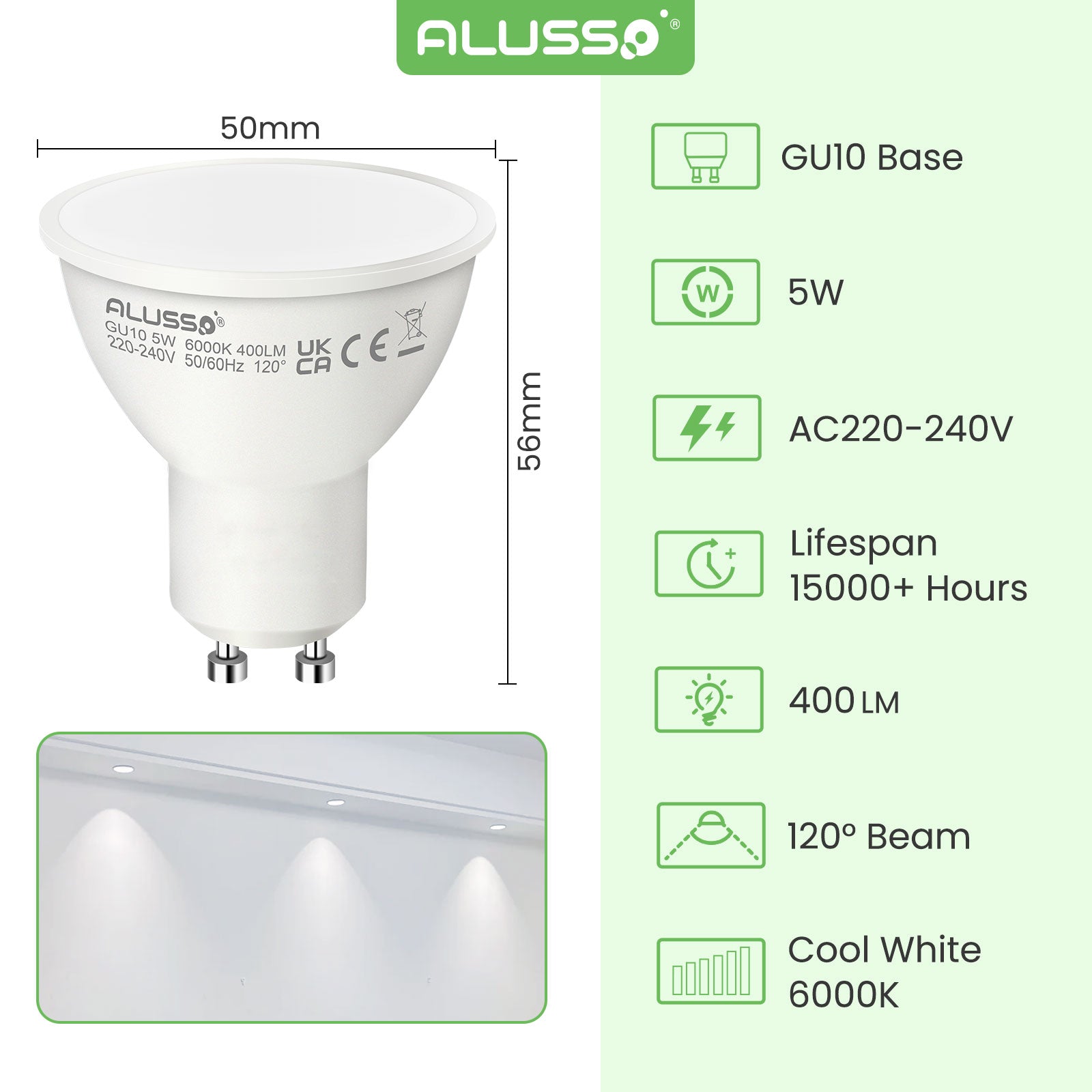 7W GU10 LED Strahler 120° Abstrahlwinkel 10er Pack