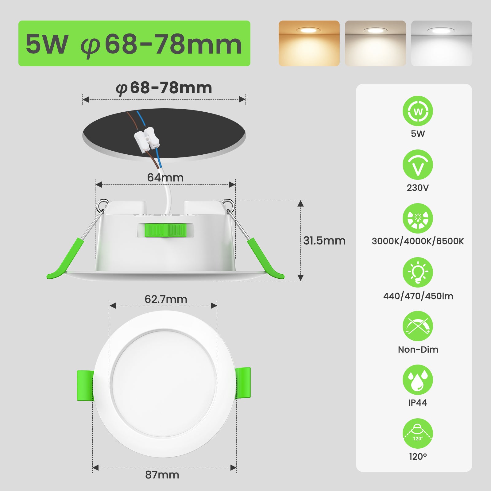 12PACK 68mm LED Recessed Ceiling Light 4W 5W Ultra Slim Downlight Flat Panel Spot 230V