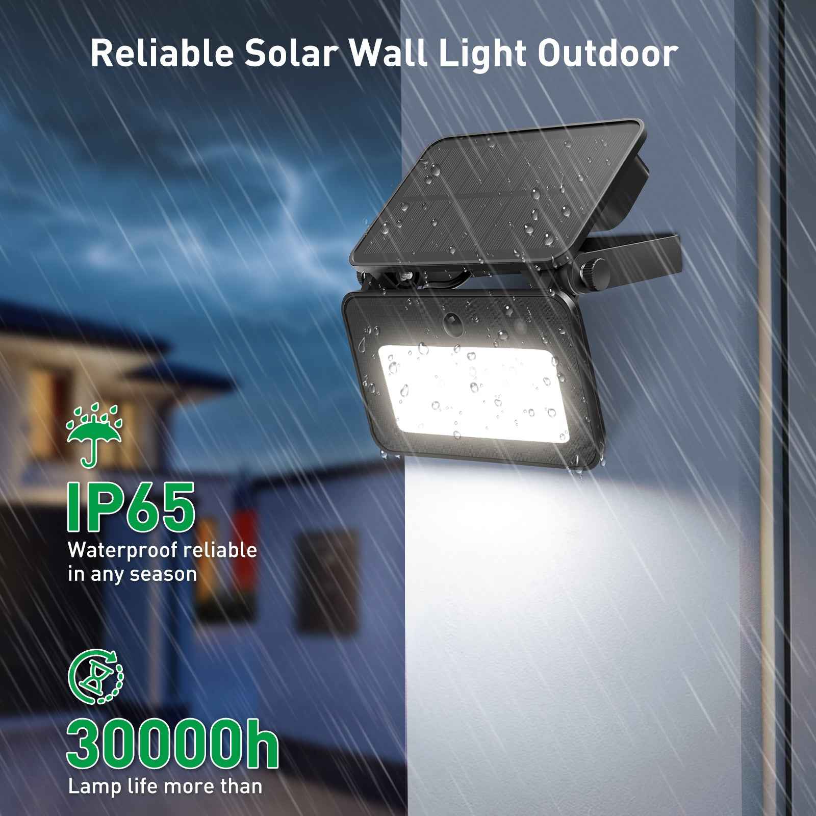 2 Pack Outdoor LED Solar Security Lights with PIR Motion Sensor 3CCT Flood Lamp - ALUSSO LIGHTING