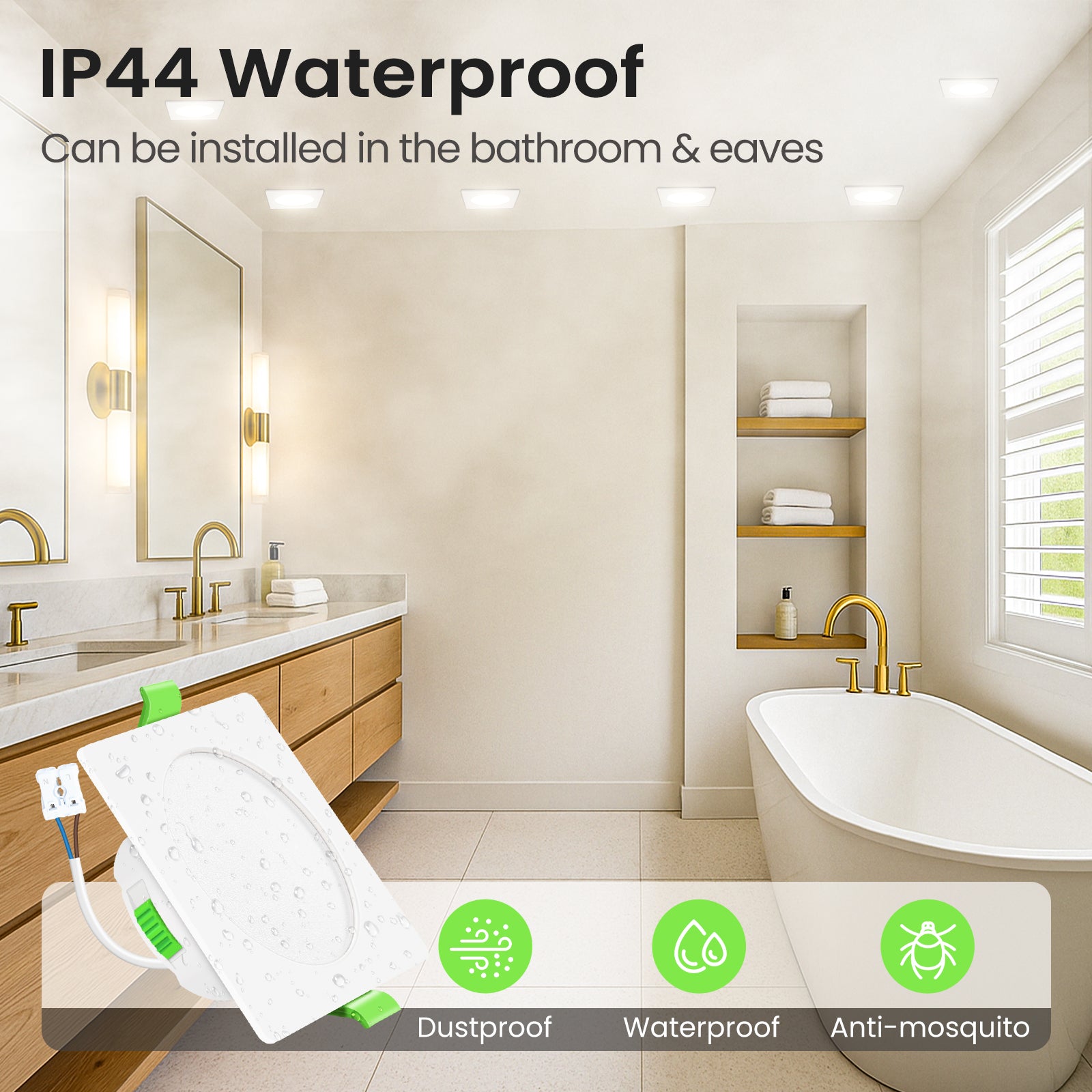 Square LED Recessed Ceiling Lights 7W 67-75mm, 6 Pack