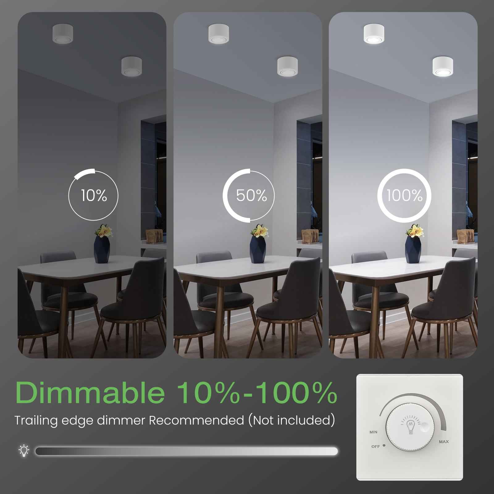 6x LED surface-mounted spotlights dimmable 30° swiveling 3CCT ceiling light 6W module IP20 - ALUSSO LIGHTING