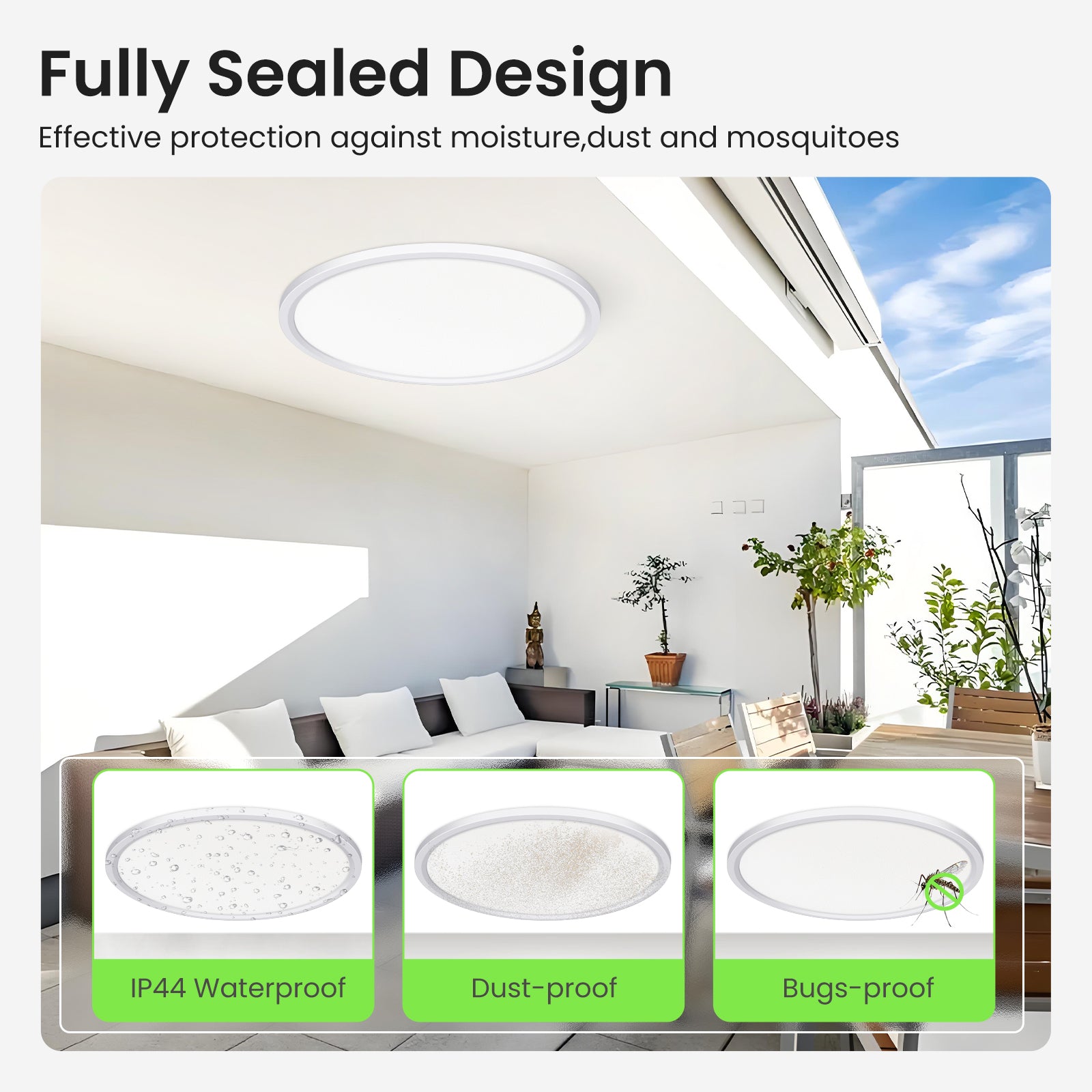 LED Ceiling Lamp 3CCT Panel Ceiling Light Bedroom Living Room Hallway Lamp IP44, 1 pack