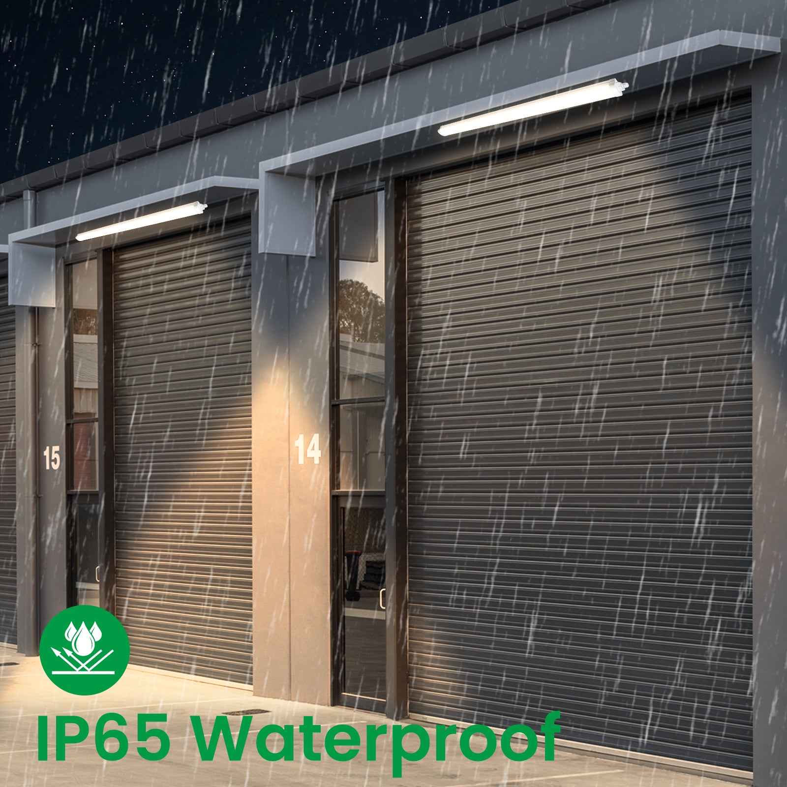 2x LED Tri-proof Ceiling Light 117cm IP65 4000K Linkable 36W Luminaire for Garage, Basement, Workshop, Wet Room, Bathroom, Office, Warehouse - ALUSSO LIGHTING