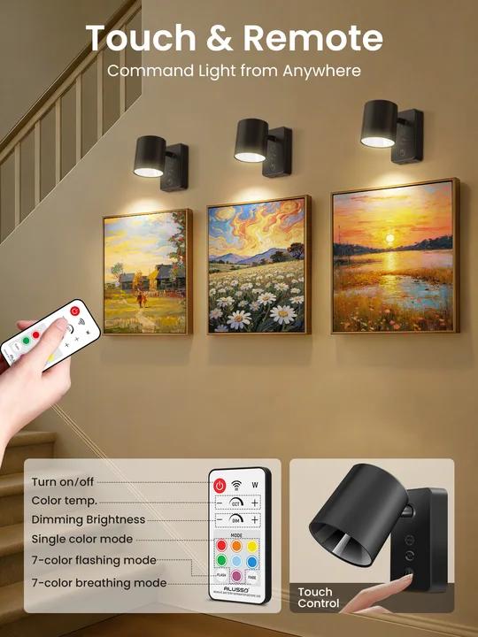 Dimmable LED wall lamp RGBCW wall light Touch reading lamp Night light USB rechargeable