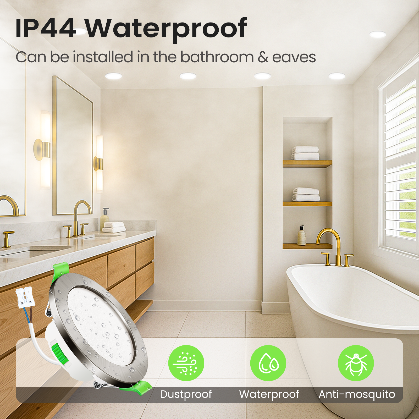 7W Dimmable CCT Ultra Slim Led Downlight Nickel ,Cutout 67-75mm, 6 Pack