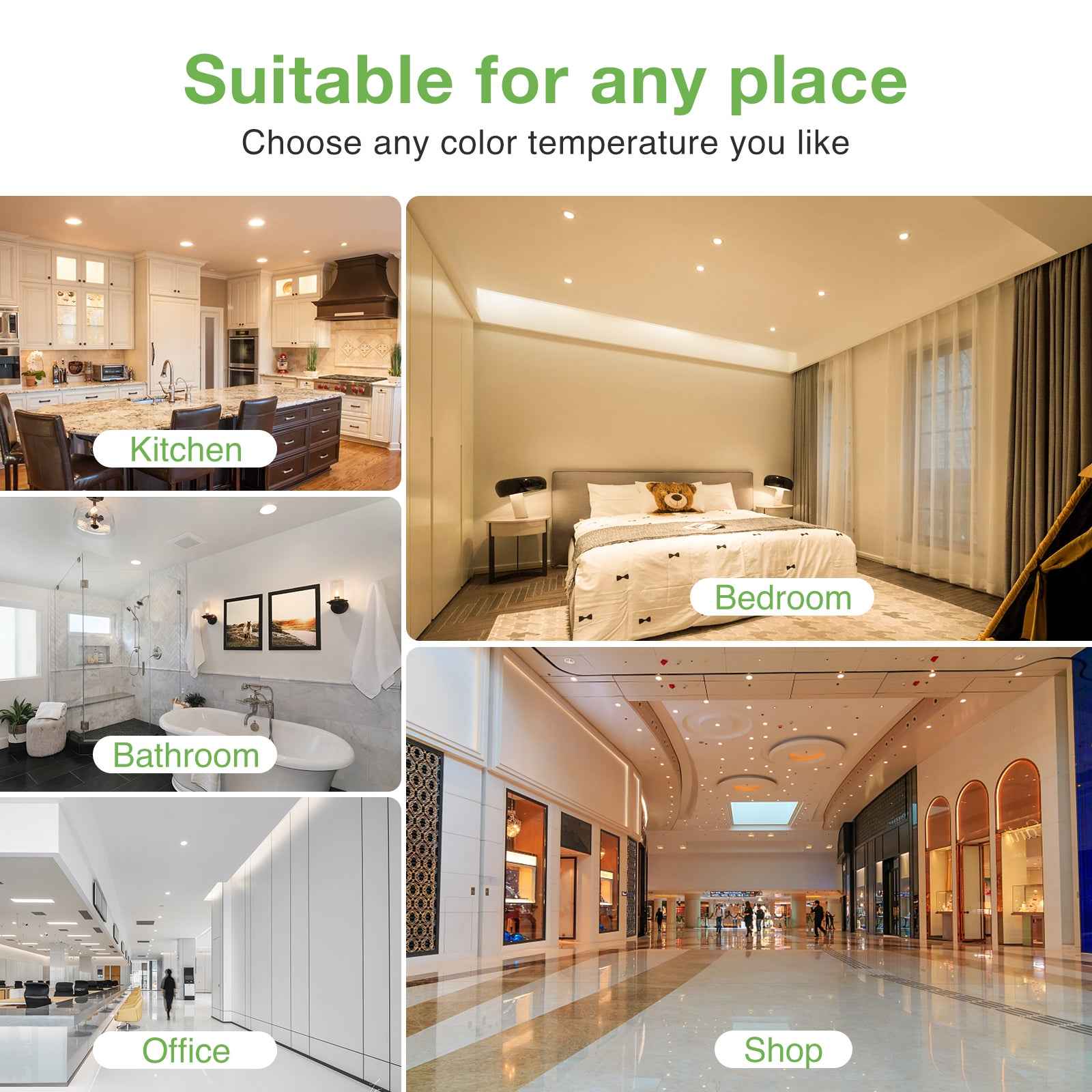 10pcs Nickel Recessed LED Ceiling Lights 5.5W Dimmbale 67-75mm Cutout IP65 Waterproof - ALUSSO LIGHTING