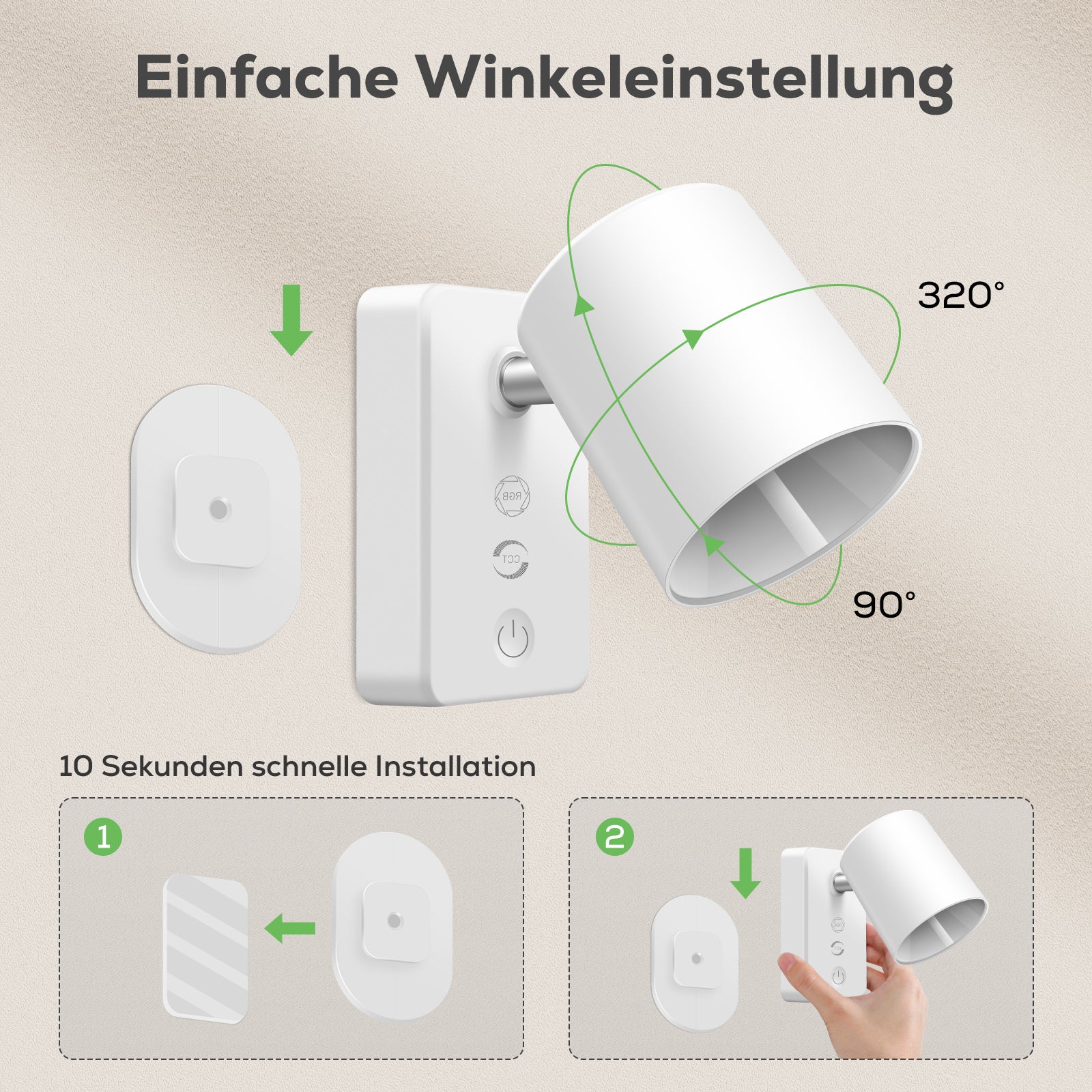 Dimmable LED wall lamp RGBCW wall light Touch reading lamp Night light USB rechargeable