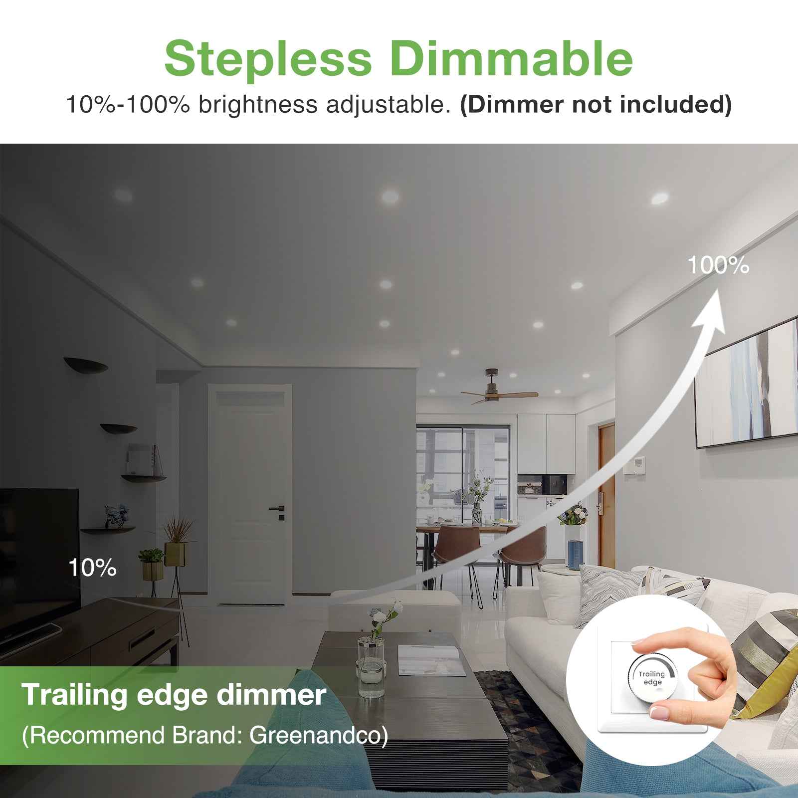 10pcs White Recessed LED Ceiling Lights 5.5W Dimmbale 67-75mm Cutout IP65 Waterproof - ALUSSO LIGHTING