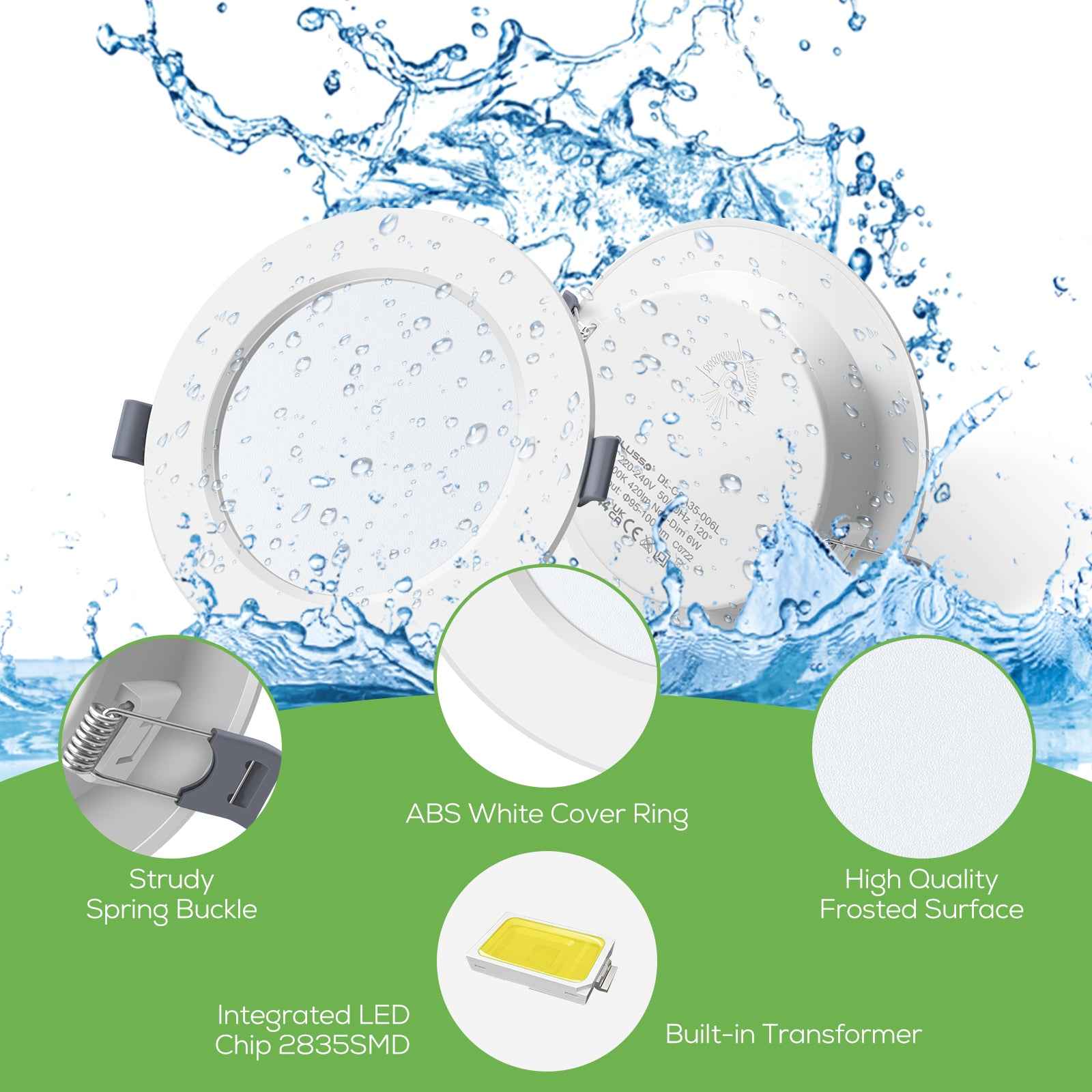 4W Ø75-90mm LED Recessed Ceiling Lights Utral Slim, Warm White 3000K, IP44, 6 Pack - ALUSSO LIGHTING