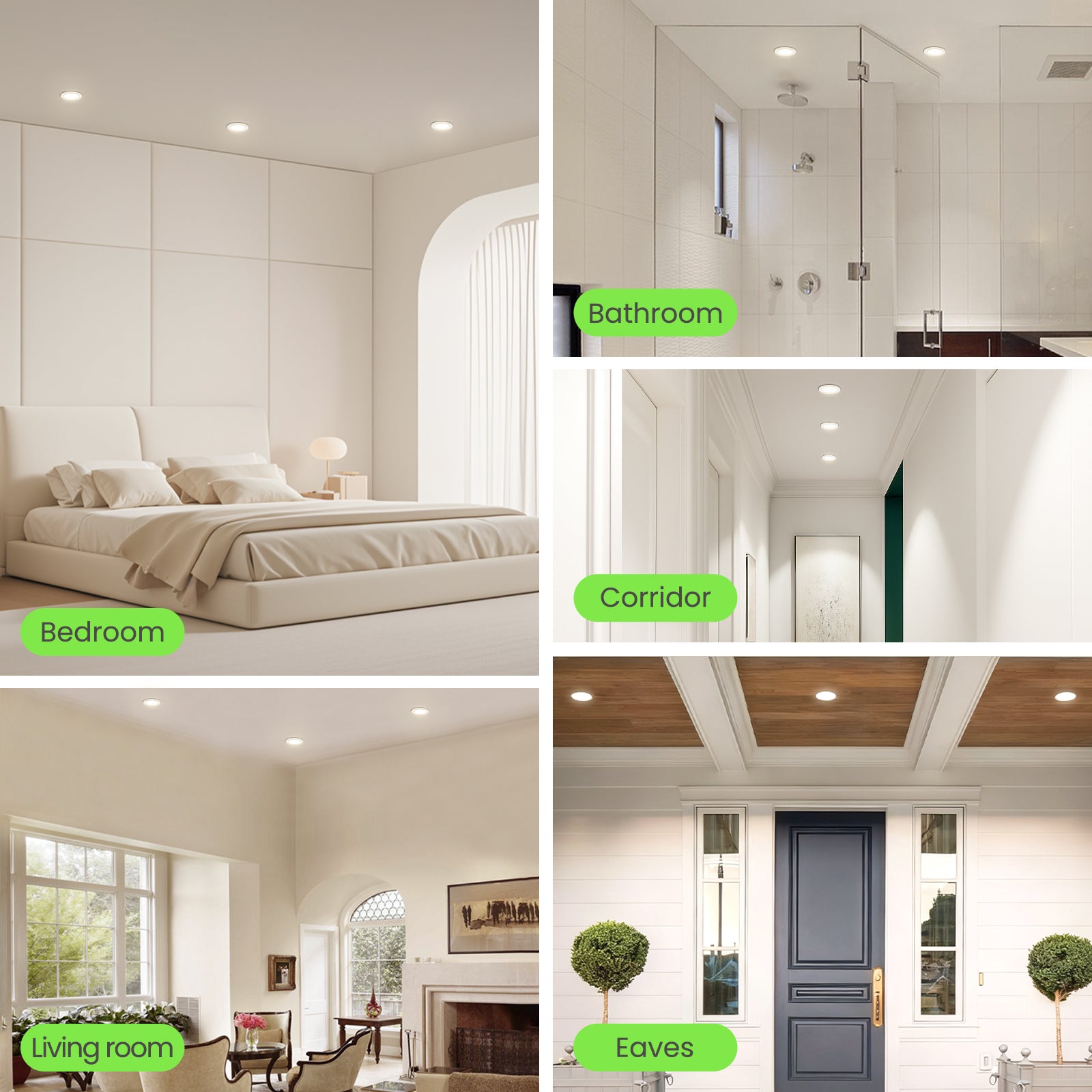 4W/6W/8W Changeable LED Downlight Dimmable Tri-colour IP44 Ultra Slim Recessed Ceiling Lights, 65-80mm Cutout, 10 Pack