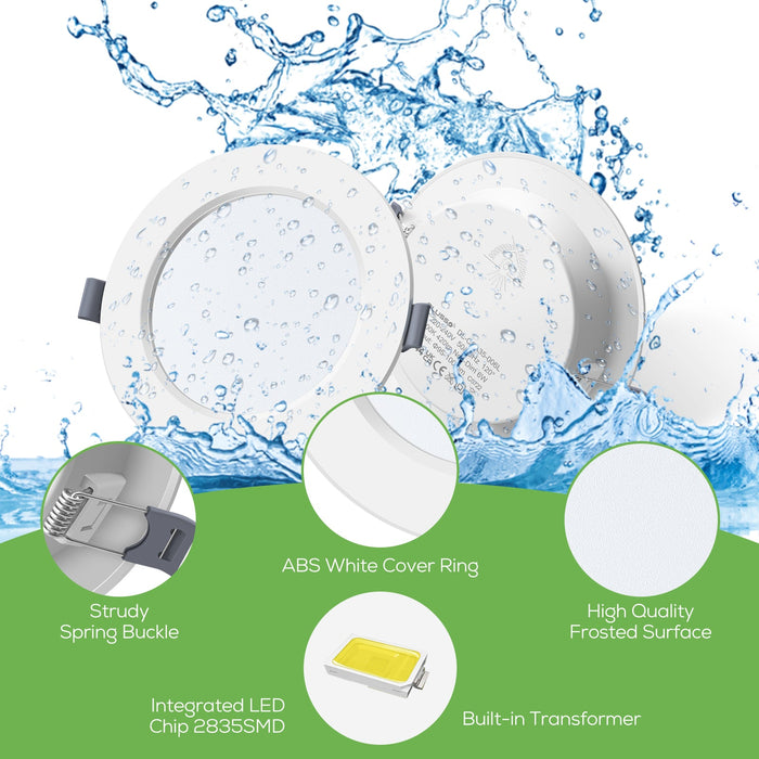 6W Ø95-100mm LED Recessed Ceiling Lights Utral Slim, Cool White 6400K, 6 PACK, IP44