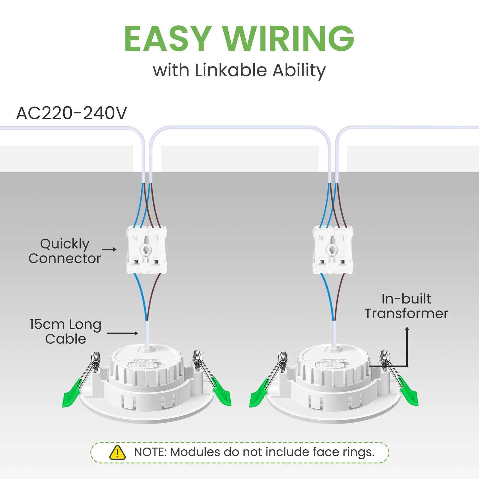 6W ∅50mm LED Module Replacement for GU10 MR16, Tri-Color, Dimmable, 60°/120° Beam Angle, IP44, 6 PACK - ALUSSO LIGHTING